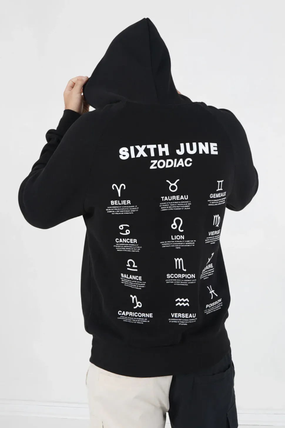 Sweat Capuche Signes Zodiaque Noir