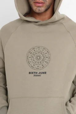 Sweat Capuche Signes Zodiaque Vert Kaki