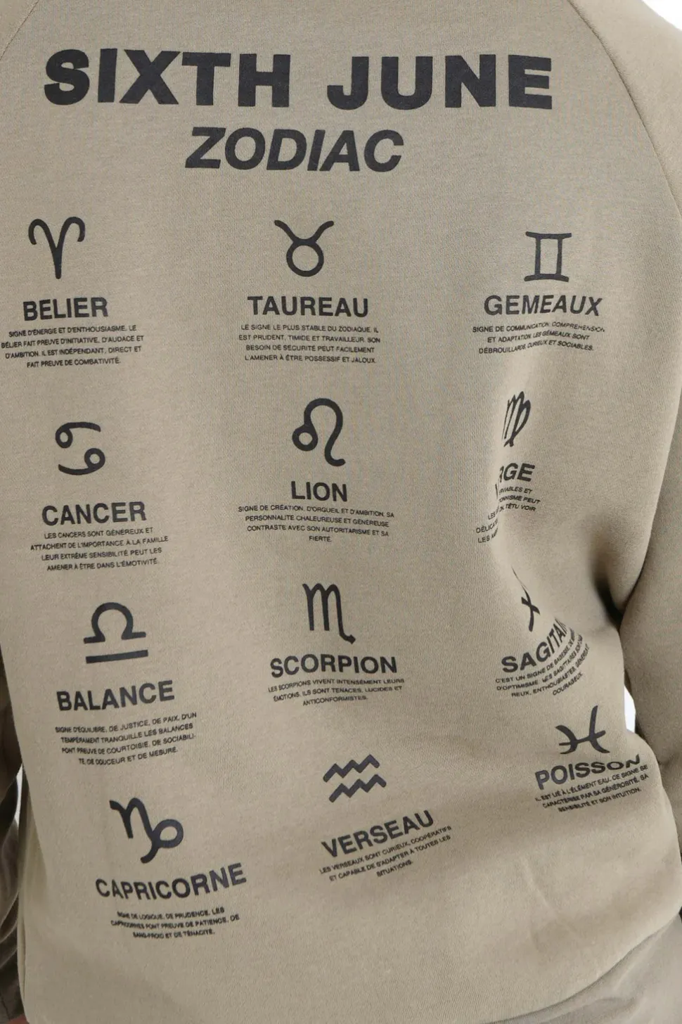 Sweat Capuche Signes Zodiaque Vert Kaki