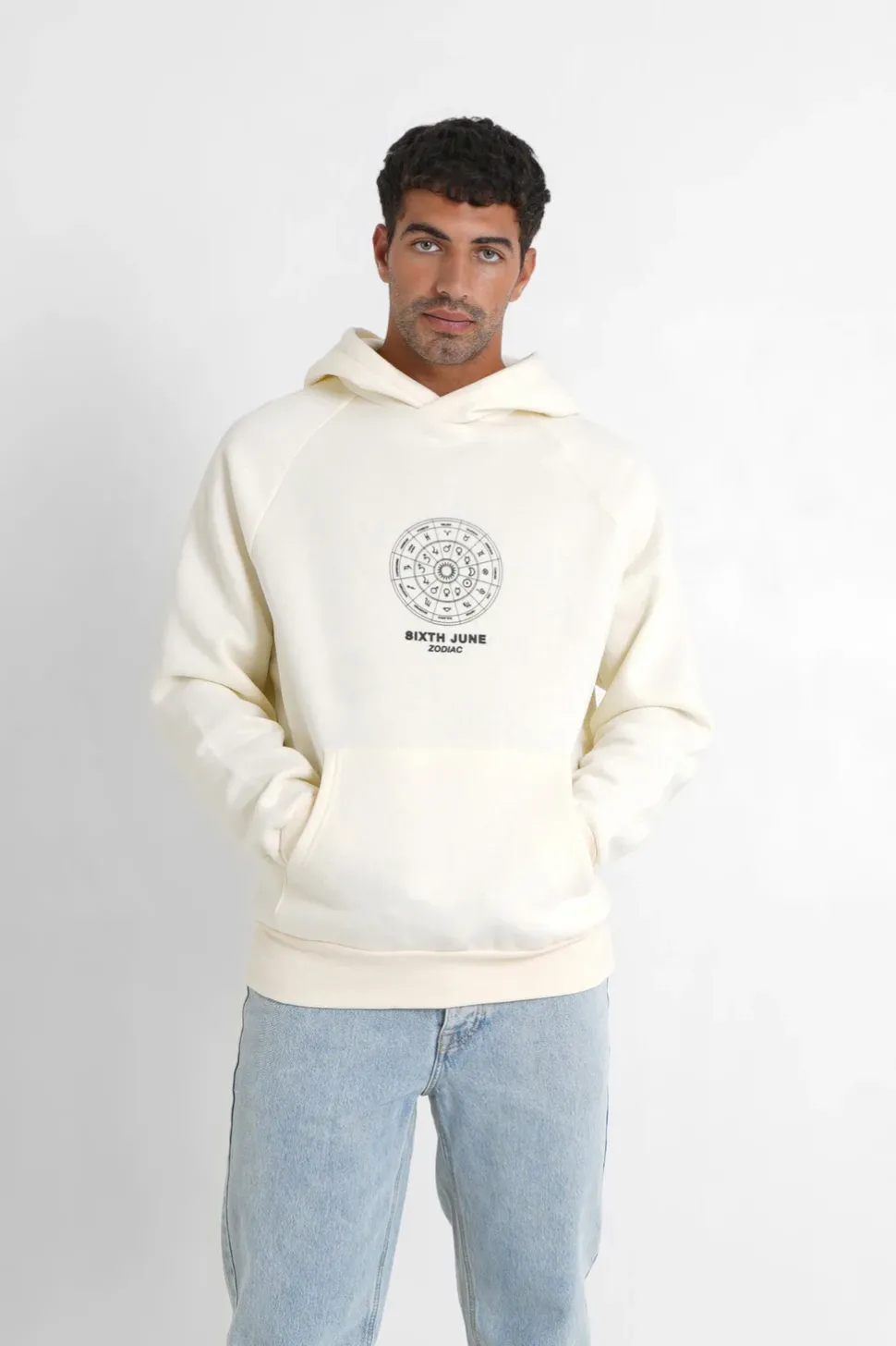 Sweat Capuche Signes Zodiaque Beige Clair
