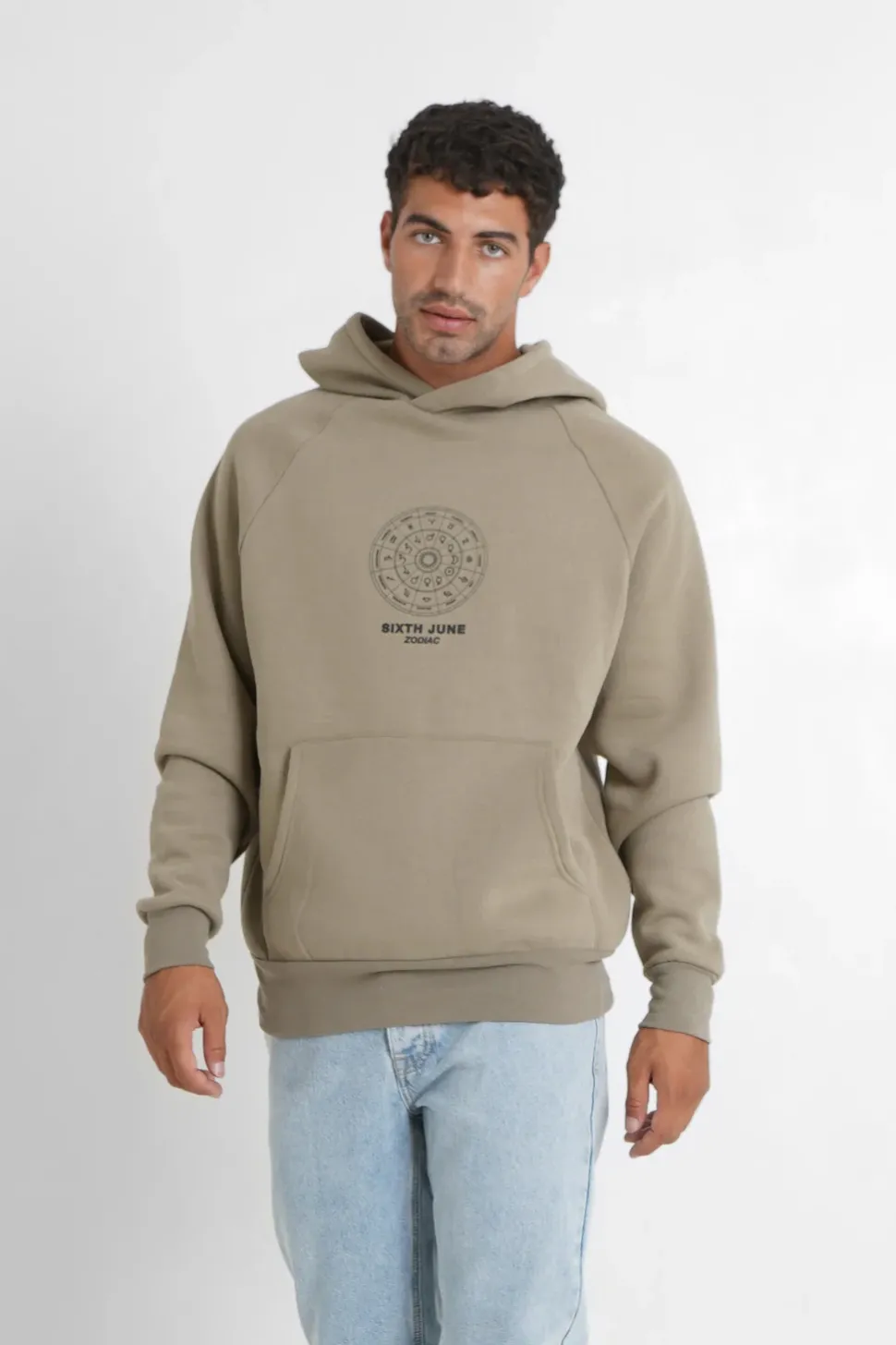 Sweat Capuche Signes Zodiaque Vert Kaki