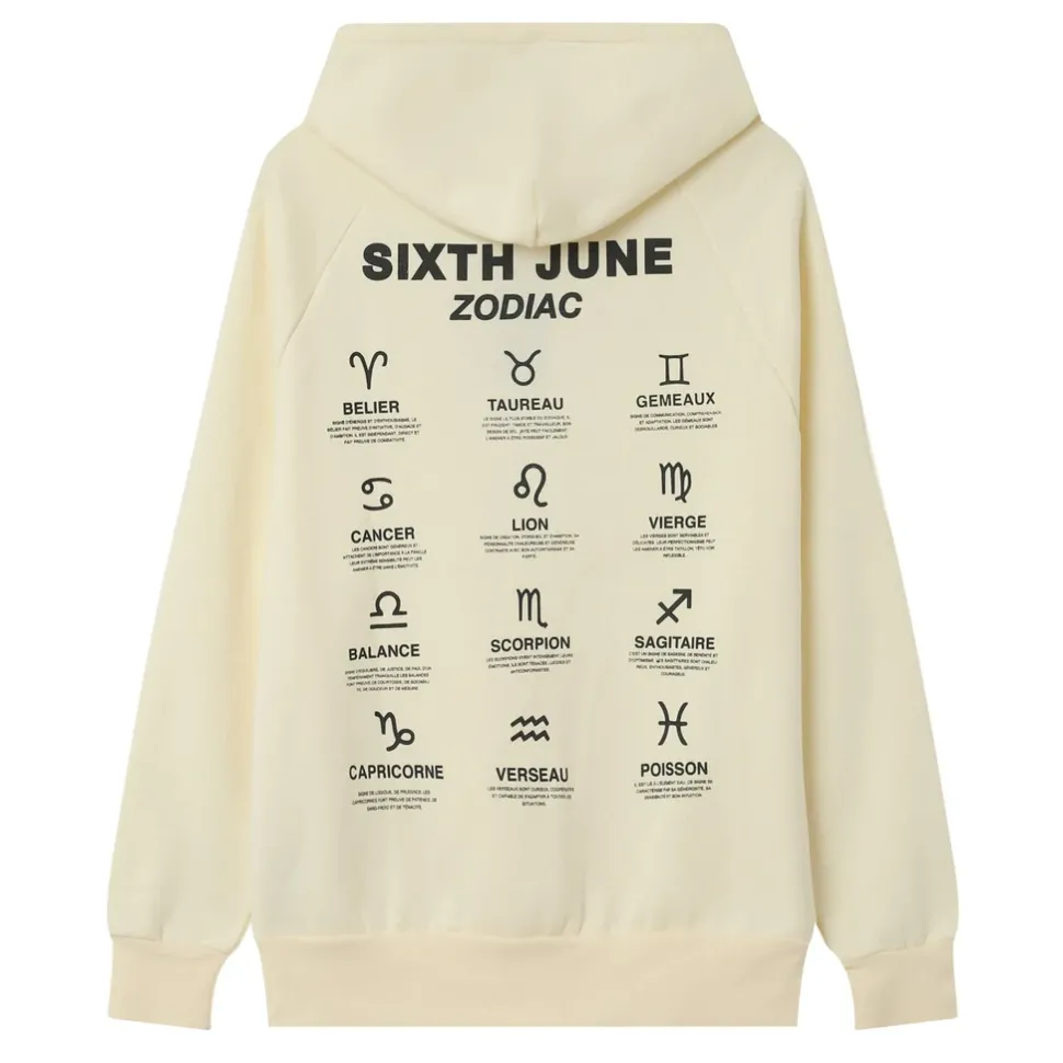 Sweat Capuche Signes Zodiaque Beige Clair