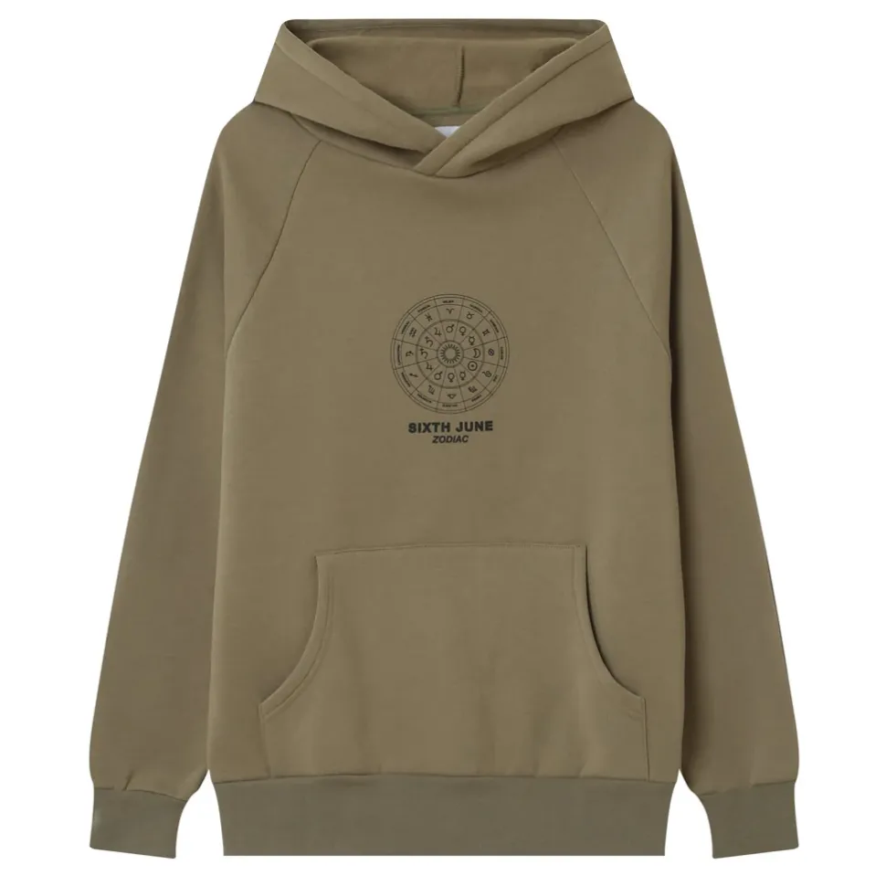 Sweat Capuche Signes Zodiaque Vert Kaki
