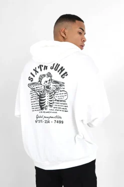 Sweat Capuche Squelette Gothique Blanc