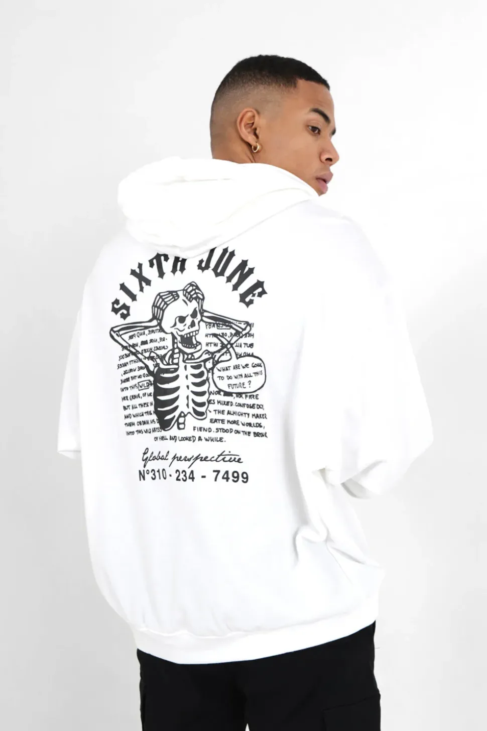Sweat Capuche Squelette Gothique Blanc