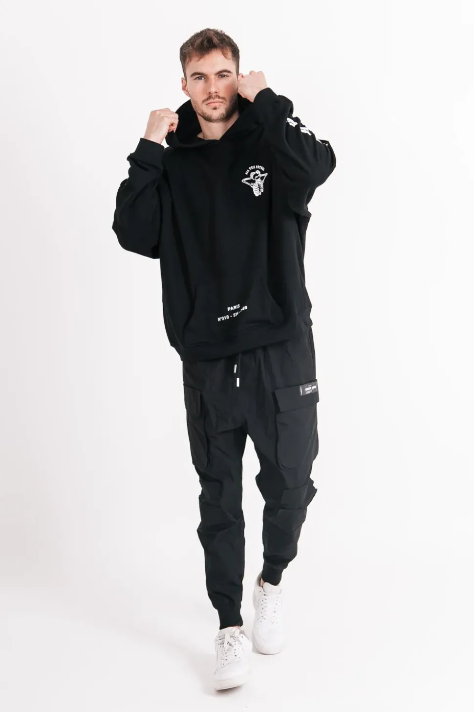 Sweat Capuche Squelette Gothique Noir