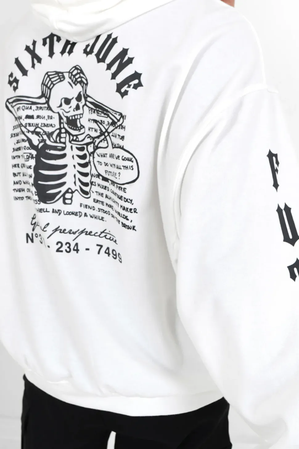 Sweat Capuche Squelette Gothique Blanc
