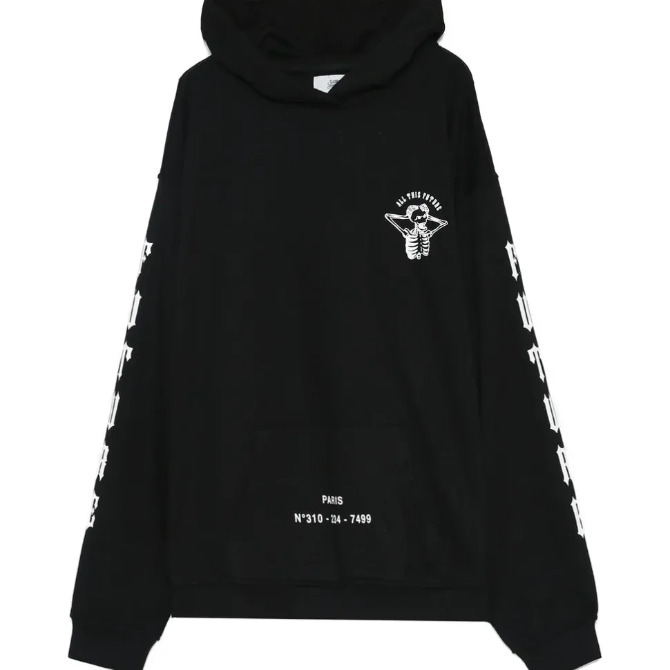 Sweat Capuche Squelette Gothique Noir
