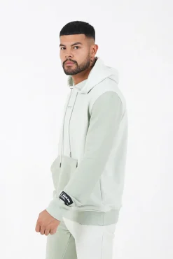 Sweat Capuche Tricolore Logo Vert Clair