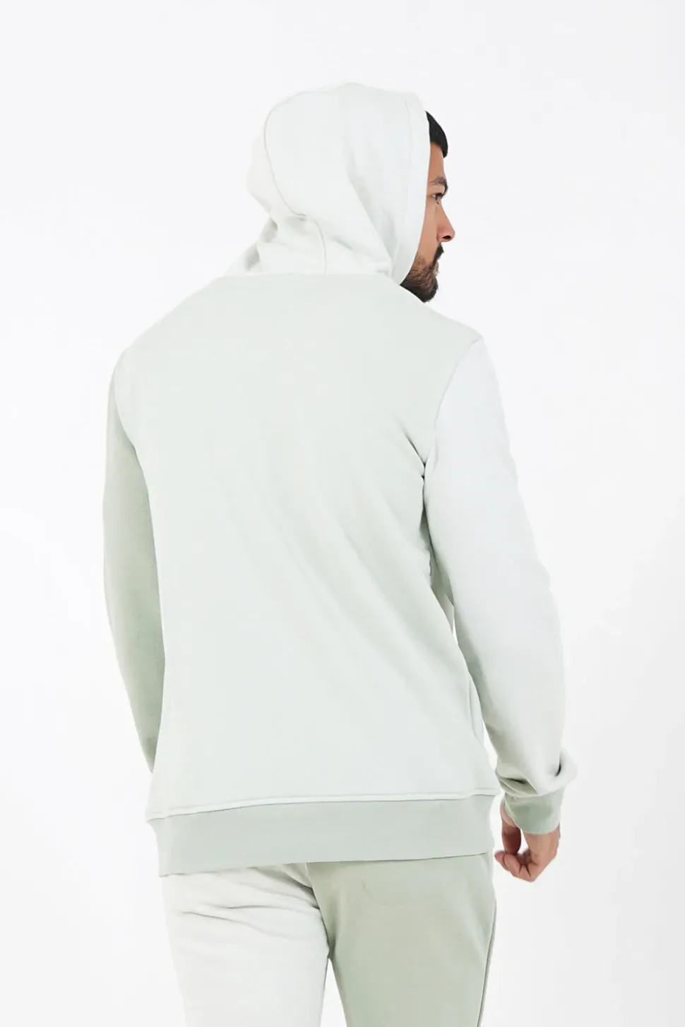 Sweat Capuche Tricolore Logo Vert Clair