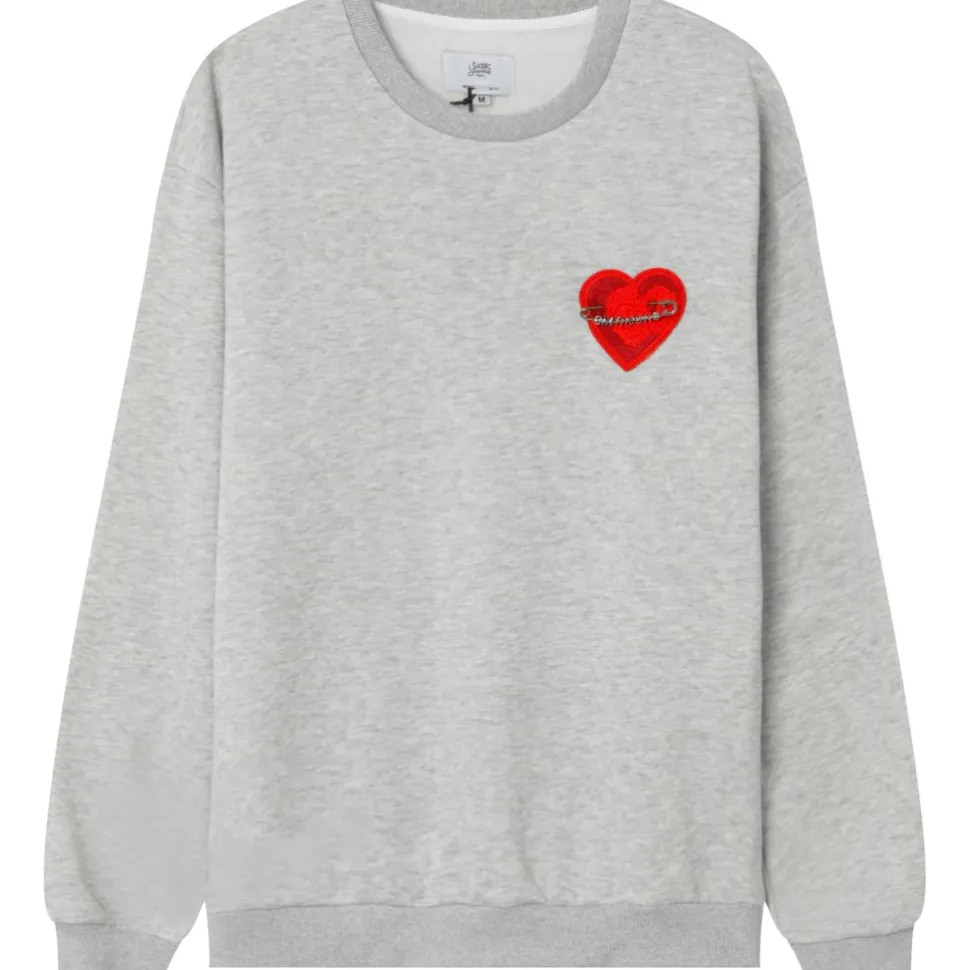 Sweat Coeur Brode Gris