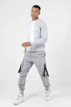 Sweatshirt Bicolore Delave Logo Gris Clair