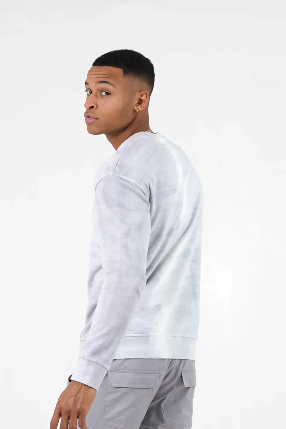Sweatshirt Bicolore Delave Logo Gris Clair
