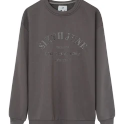 Sweatshirt Broderies Gris Fonce