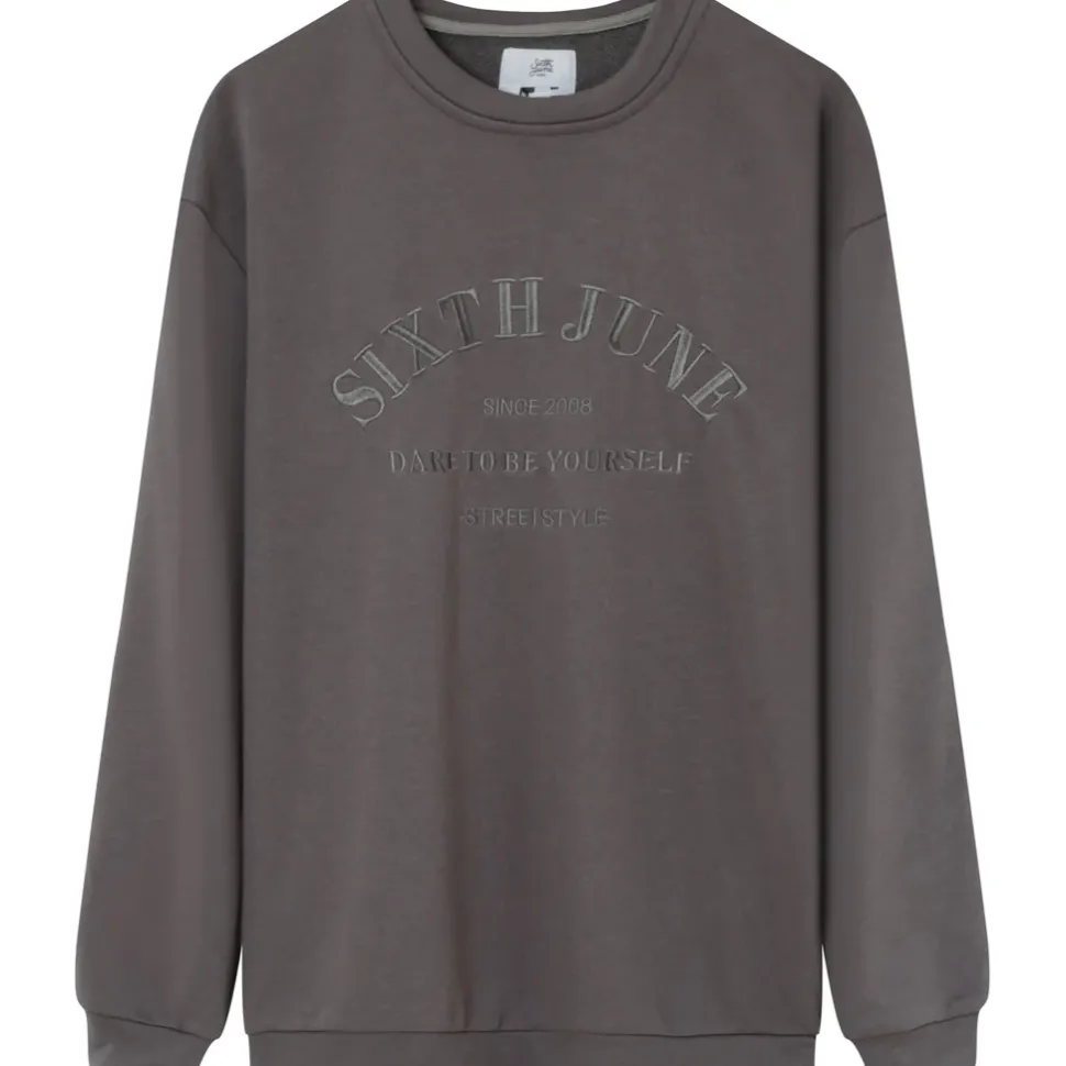 Sweatshirt Broderies Gris Fonce