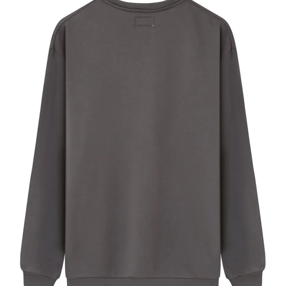 Sweatshirt Broderies Gris Fonce