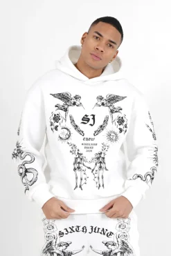Sweatshirt Capuche Inspiration Tarot Blanc