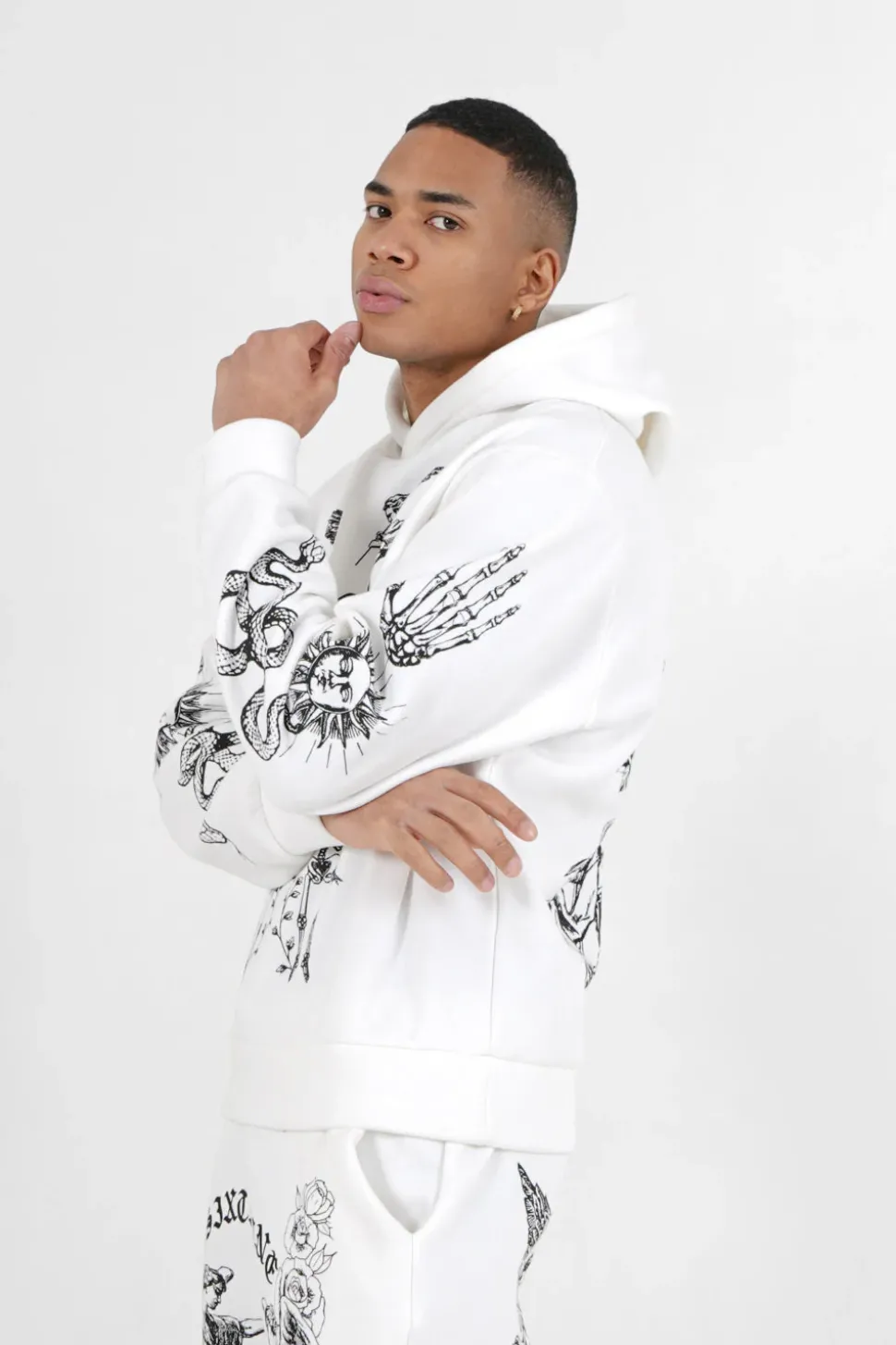 Sweatshirt Capuche Inspiration Tarot Blanc