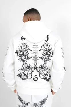 Sweatshirt Capuche Inspiration Tarot Blanc