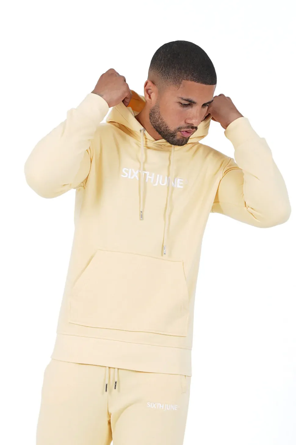 Sweatshirt Capuche Logo Brode Jaune