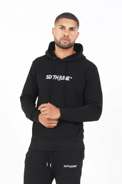 Sweatshirt Capuche Logo Brode Noir