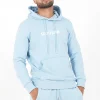Sweatshirt Capuche Logo Brode Bleu Clair