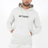 Sweatshirt Capuche Logo Brode Gris Clair