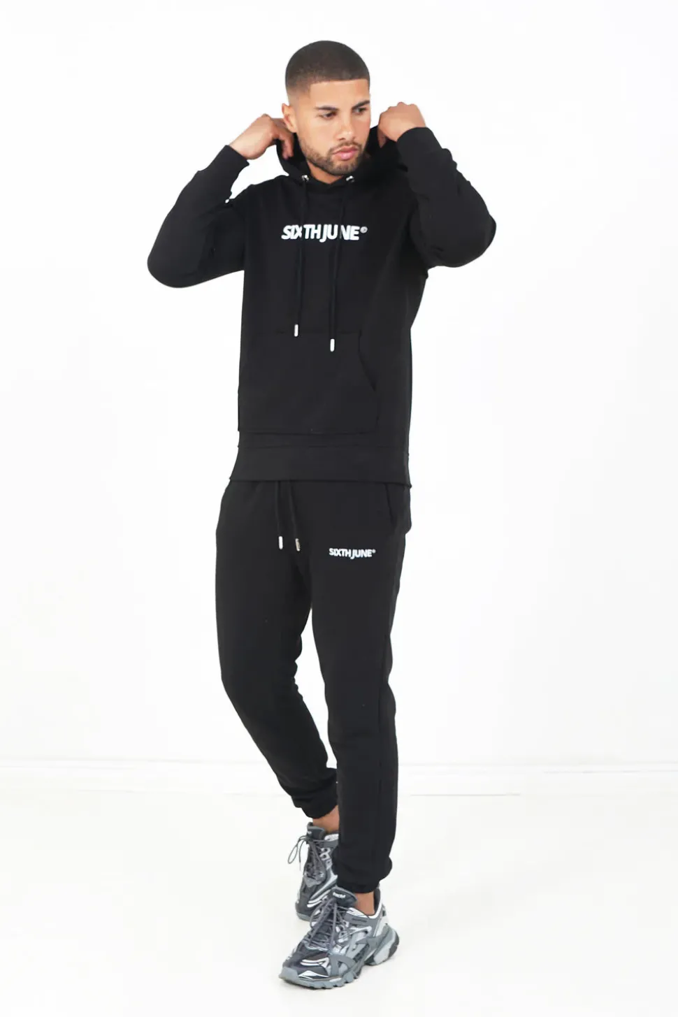 Sweatshirt Capuche Logo Brode Noir