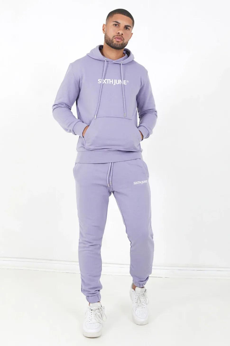 Sweatshirt Capuche Logo Brode Violet