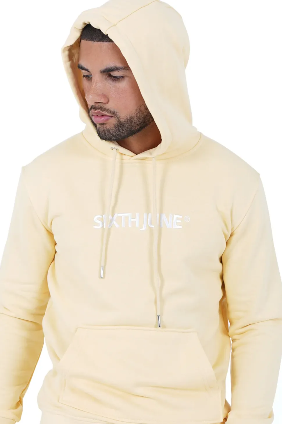 Sweatshirt Capuche Logo Brode Jaune