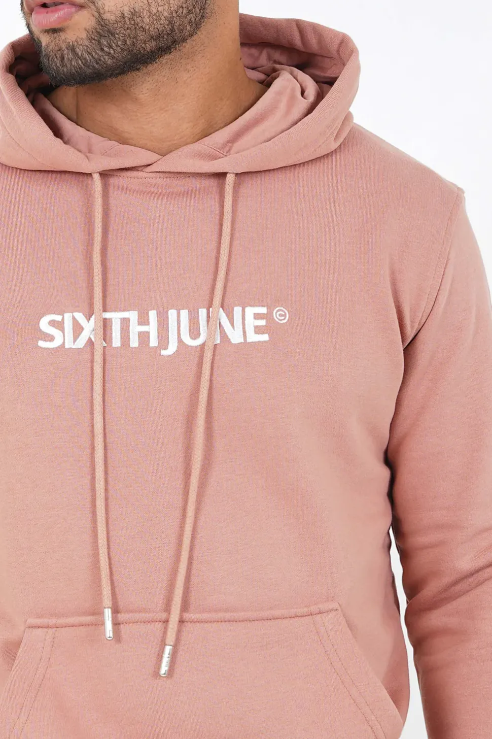 Sweatshirt Capuche Logo Brode Rose