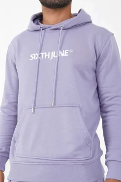 Sweatshirt Capuche Logo Brode Violet