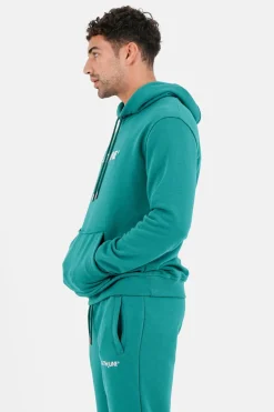 Sweatshirt Capuche Logo Brode Vert