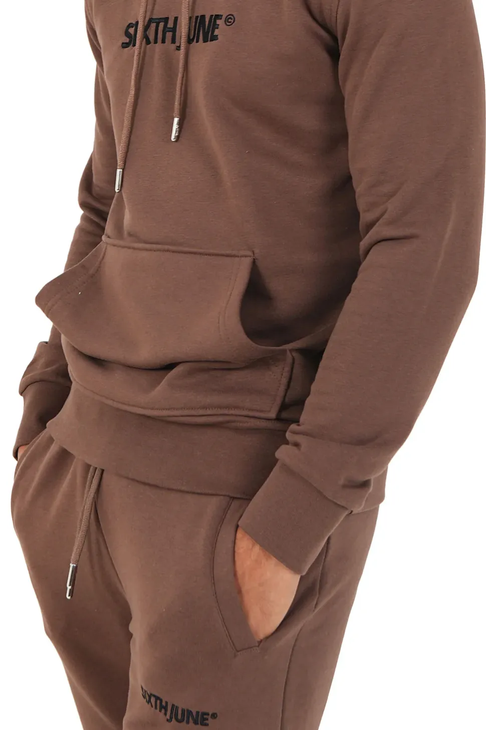 Sweatshirt Capuche Logo Brode Marron