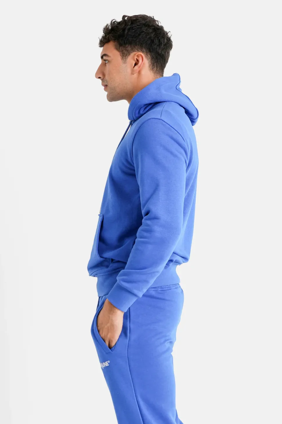 Sweatshirt Capuche Logo Brode Bleu Fonce