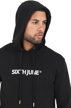 Sweatshirt Capuche Logo Brode Noir