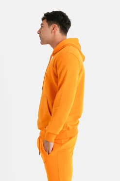 Sweatshirt Capuche Logo Brode Orange