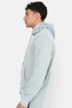 Sweatshirt Capuche Logo Brode Bleu Clair