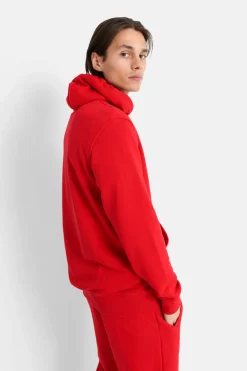 Sweatshirt Capuche Logo Brode Rouge