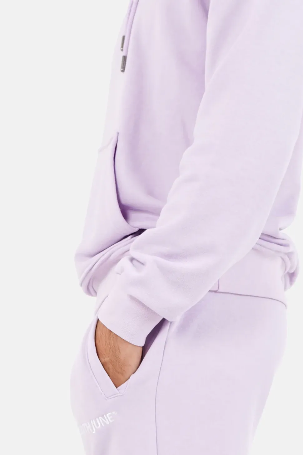 Sweatshirt Capuche Logo Brode Violet Clair