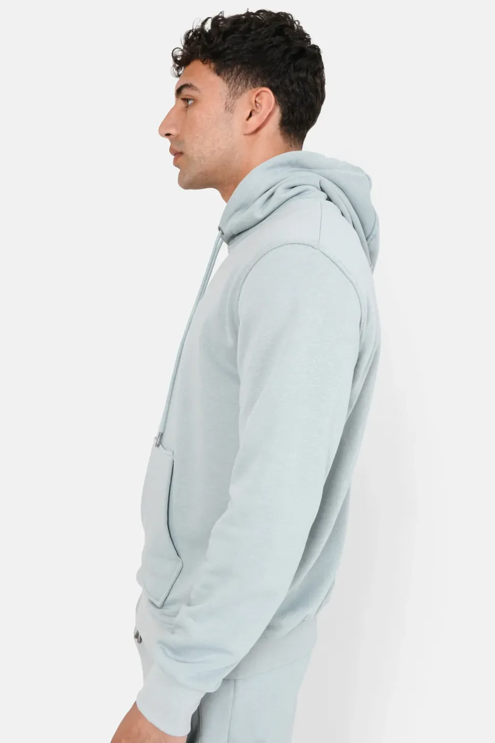 Sweatshirt Capuche Logo Brode Bleu Clair