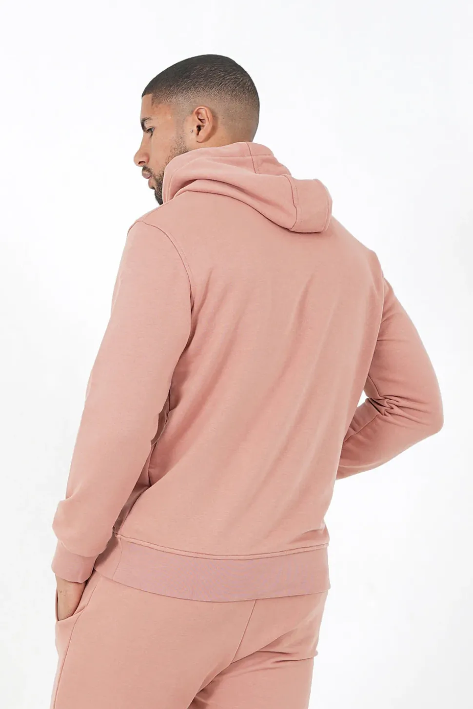 Sweatshirt Capuche Logo Brode Rose