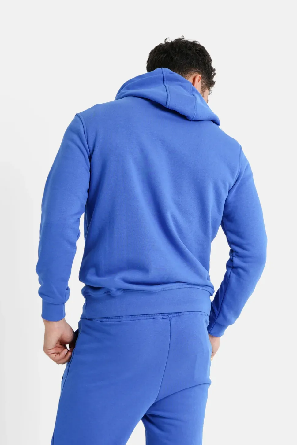 Sweatshirt Capuche Logo Brode Bleu Fonce