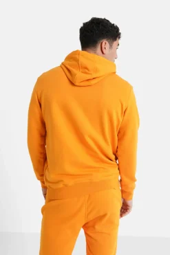 Sweatshirt Capuche Logo Brode Orange