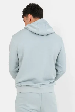 Sweatshirt Capuche Logo Brode Bleu Clair