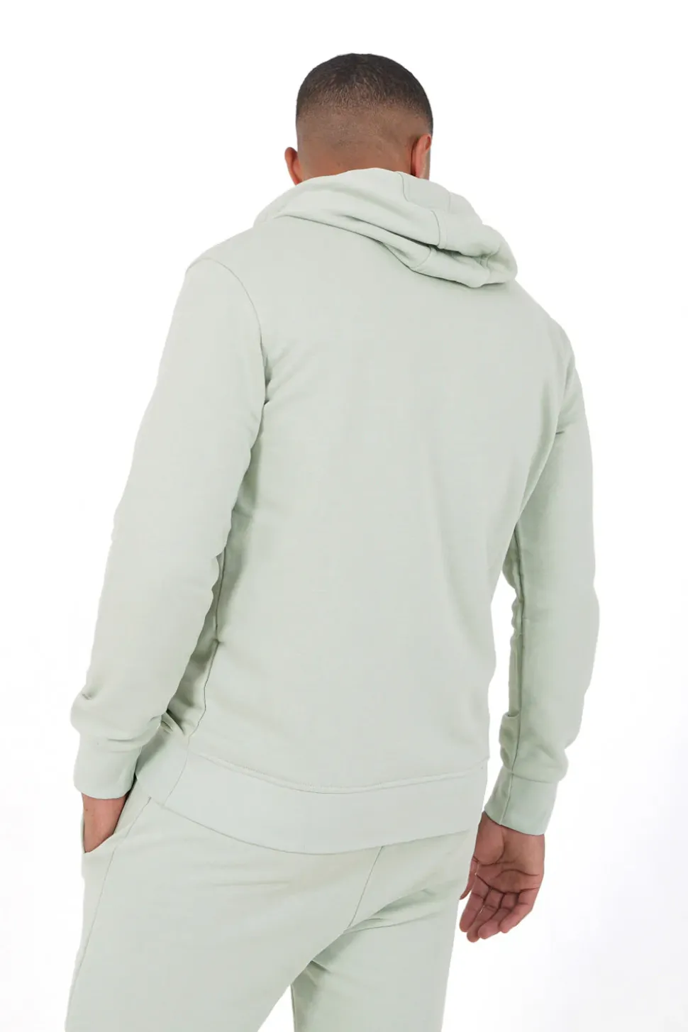 Sweatshirt Capuche Logo Brode Vert Clair