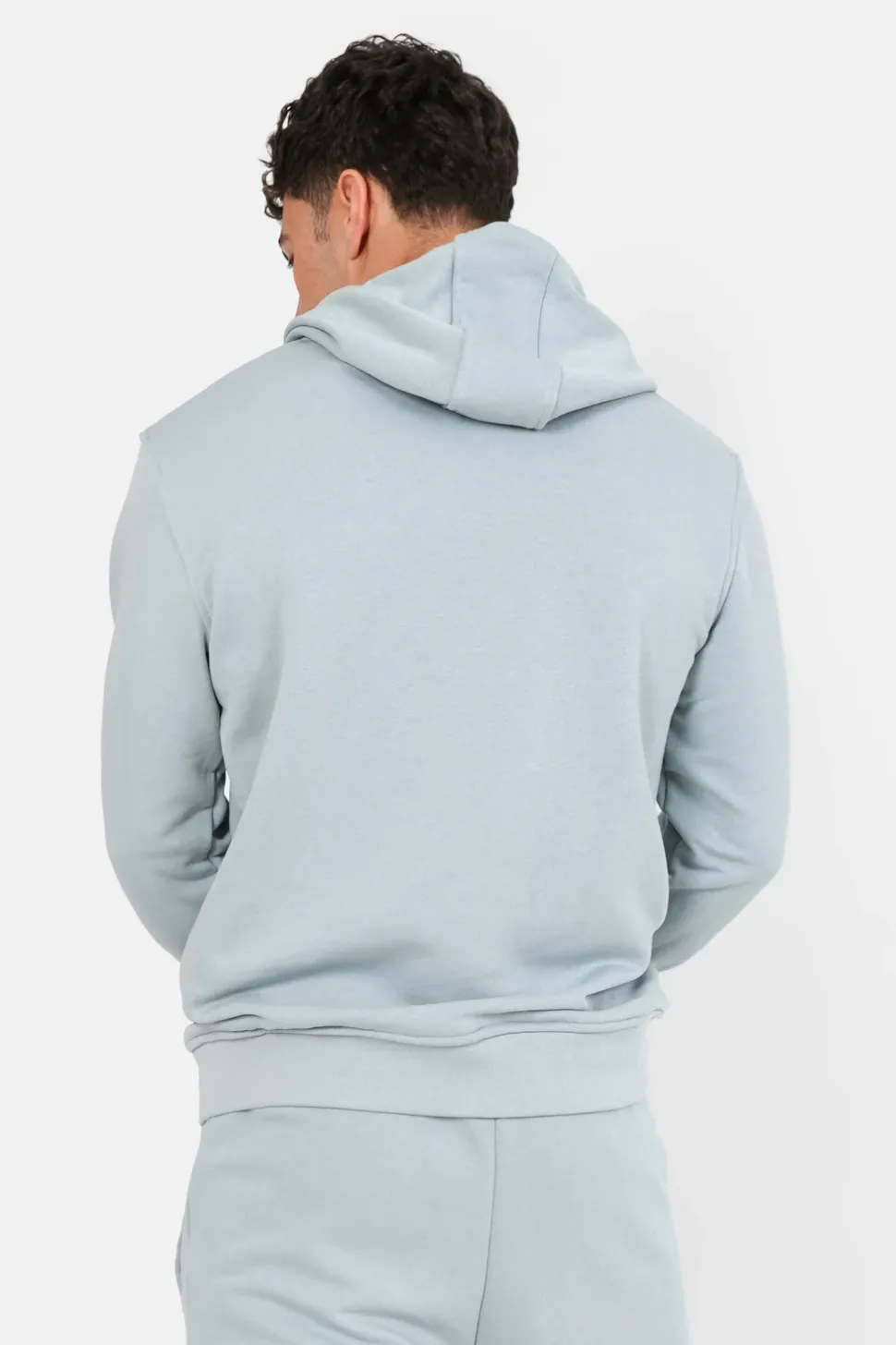 Sweatshirt Capuche Logo Brode Bleu Clair