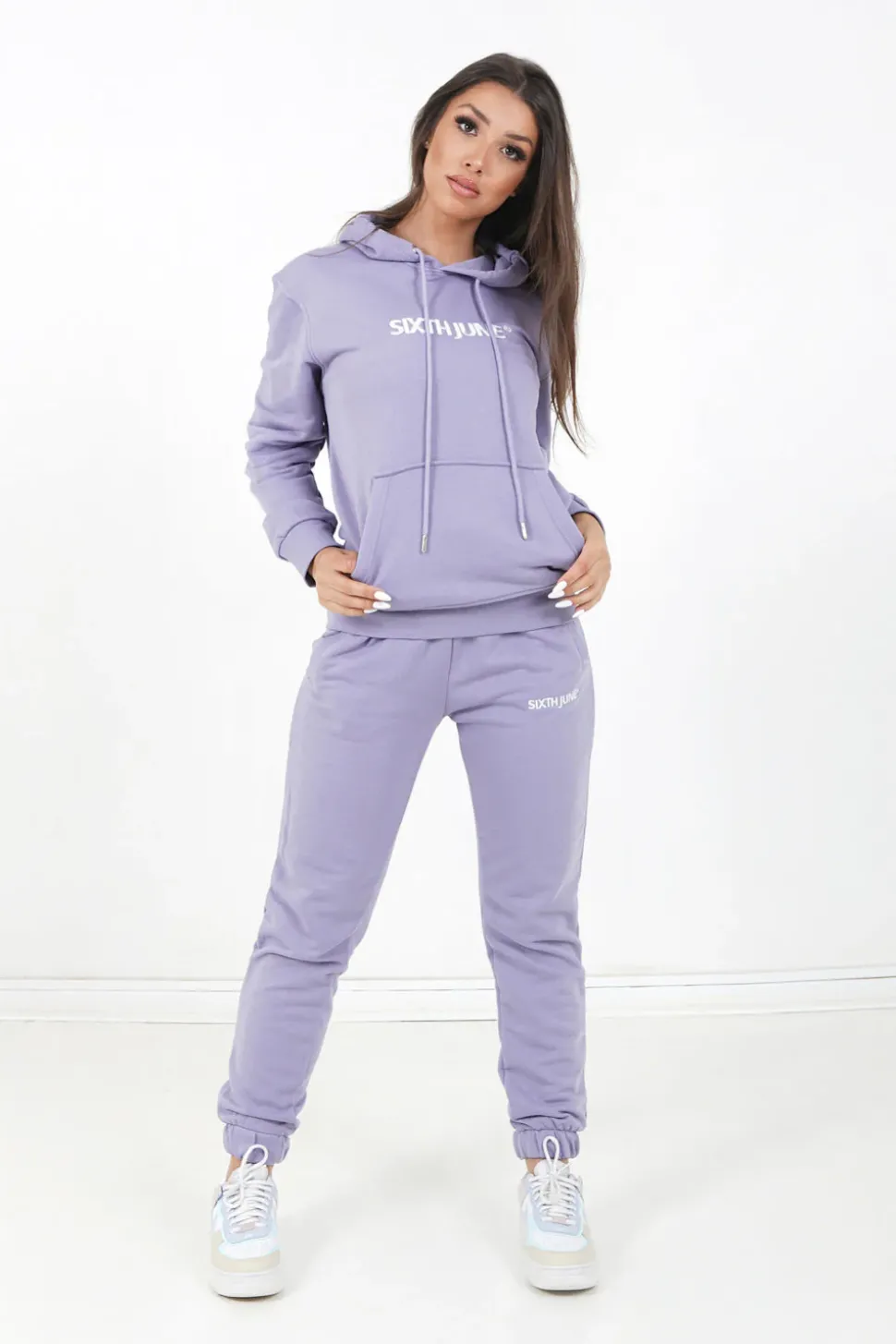 Sweatshirt Capuche Logo Brode Violet