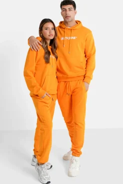 Sweatshirt Capuche Logo Brode Orange