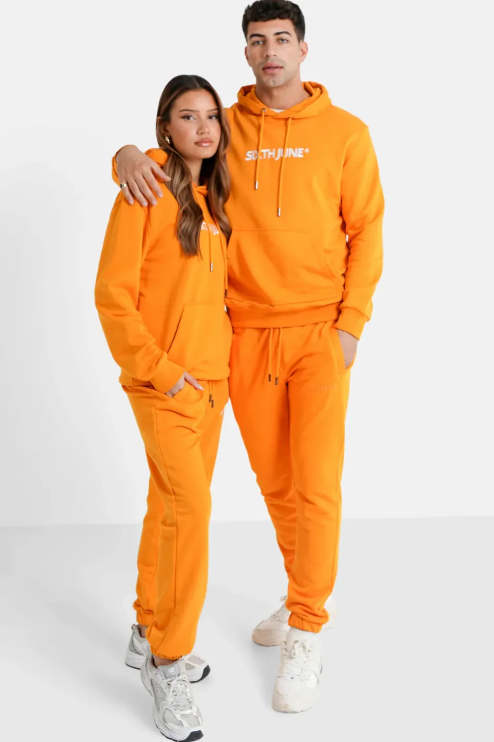Sweatshirt Capuche Logo Brode Orange